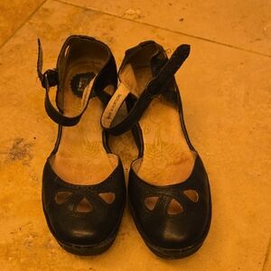 Fly London Black Women's Wedges with Cutout Design